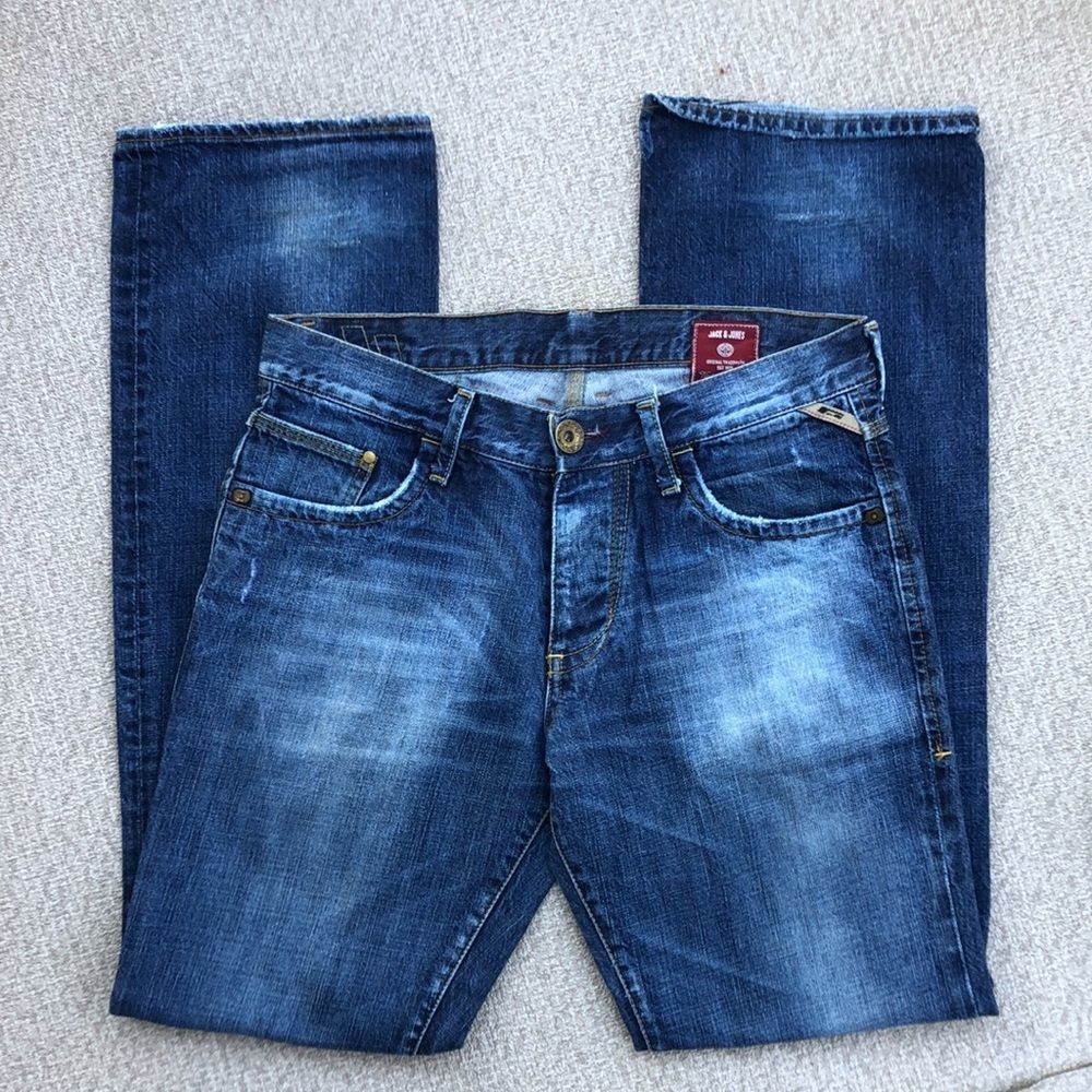 Jack Jones Jeans Men's W32 L36 Gate One Straight Leg Button Fly indigo - spark